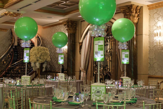 iPhone Themed Centerpieces with Photo Cube Bases & 3' Lime Green Balloons