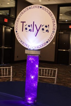Soccer Themed Logo Centerpiece with LED Gems