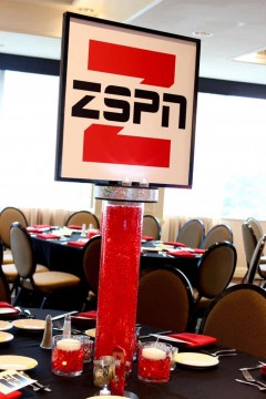 Vases with Gems, LED Lights & ESPN Logo Blowup Centerpiece