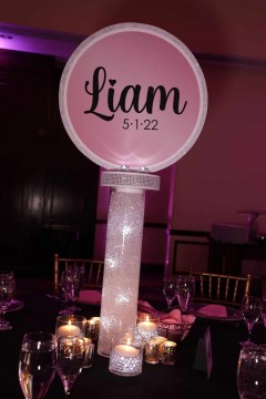 Fashion Themed  Logo Centerpiece with LED Gems & Votive Candles