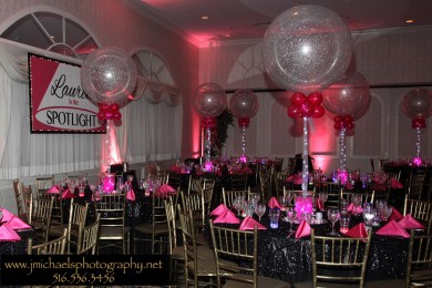 Sparkle Balloon Centerpiece with Pink Aqua Gems & LED Lights