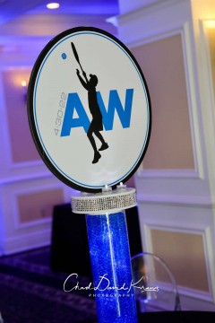 LED  Logo Centerpiece for Tennis Themed Bar Mitzvah