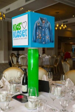 Custom Cube on LED Vase Centerpiece for Charity Event