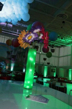 Giant Paper Flower Centerpiece on Cylinder with Gems & Lights