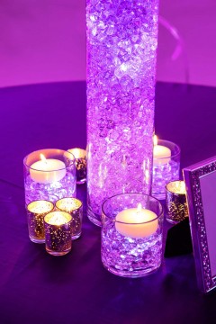 LED Floating Candles with Turquoise Aqua Gems and Votives as Accent Decor for Centerpiece