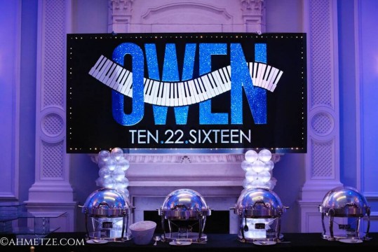 Custom Logo Backdrop with Lights for Music Themed Bar Mitzvah