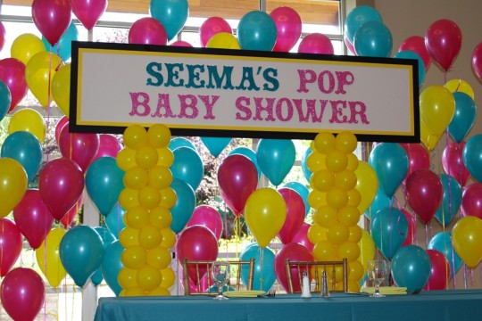 Baby Shower Sign with Balloon Backdrop
