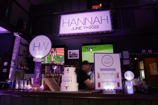 Custom Glittered Backdrop Behind Bar at Hudson Social, Irvington