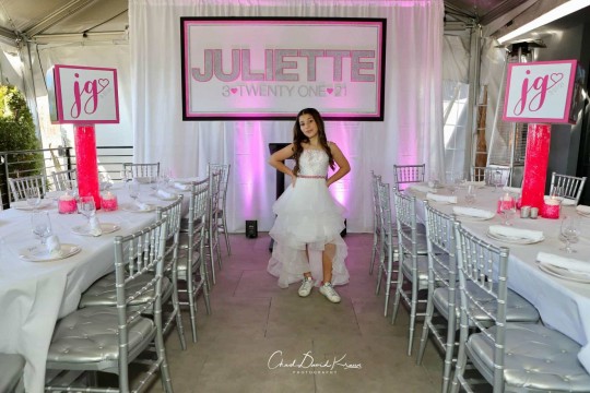 Custom Glittered Sign for Outdoor Tent Bat Mitzvah Service at Mulinos at Lake Isle
