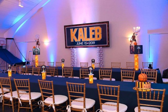 Cleveland Caveliers Themed Bar Mitzvah Backdrop with Name & Date
