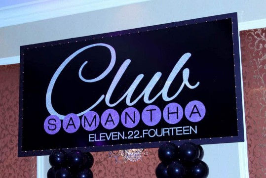 Club Themed Backdrop with Custom Glittered Logo