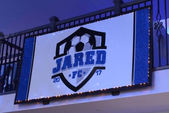 Soccer Themed Bar Mitzvah Backdrop with Custom Logo