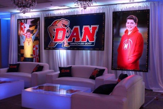 Maryland Terps Themed Backdrop with Custom Logo & Blowup Photos