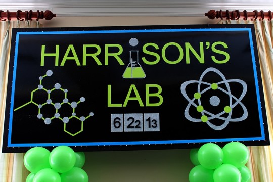 Science Themed Bar Mitzvah Backdrop with Lights