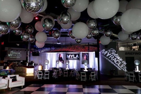 Bat Mitzvah Backdrop  with Glittered Name & Blowup Photos with Lights