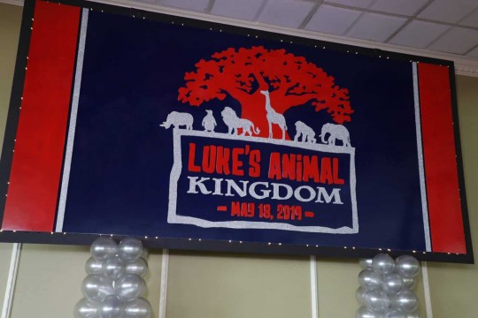 Animal Themed  Bar Mitzvah Backdrop with Custom Logo