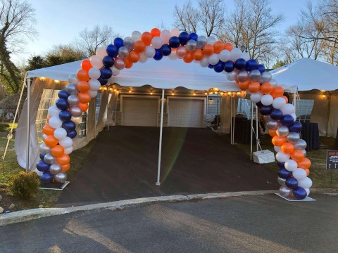 Blue & Orange Balloon Arch for Outdoor Bar Mitzvah