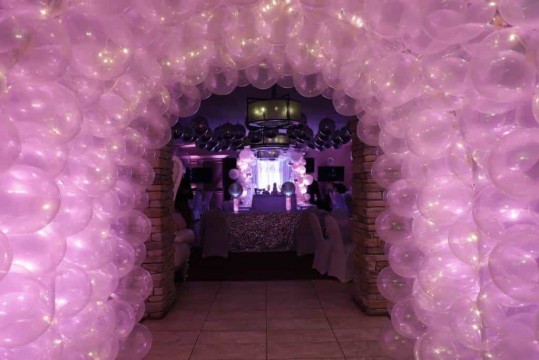 Light Pink LED Balloon Tunnel for Princess Themed First Birthday at Pomona Park Clubhouse