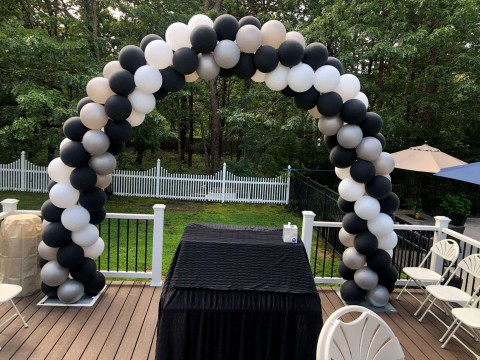 Black & White Balloon Arch for Backyard Bar Mitzvah