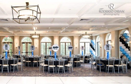 Turquoise Black & Silver Balloon Columns as Decor Accents for Bar Mitzvah at Ardsley Country Club