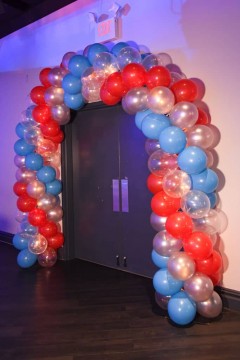 Turquoise & Red Doorway Arch with Lights at Club LED