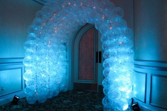 Clear Snowflake Balloon Tunnel Entrance for Winter Themed Sweet 16