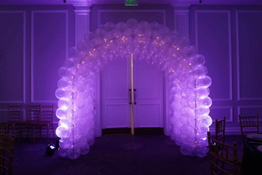 LED Balloon Tunnel with Lavender Lighting at The Rockleigh, NJ