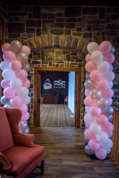Pink Balloon Columns for Entrance Decor