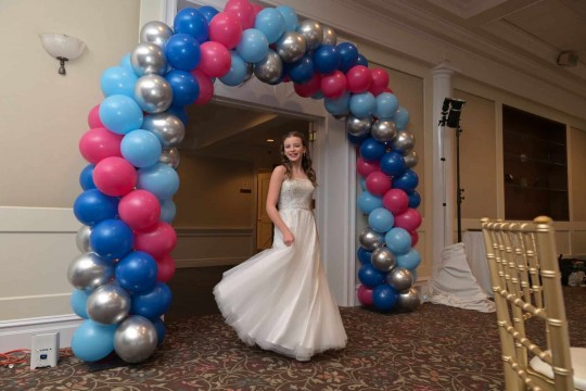 Custom Balloon Arch for Bat Mitzvah at Hampshire. Country Club