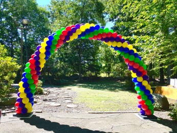 Colorful Balloon Arch Inspired by Sesame Street for Outdoor Party Decor