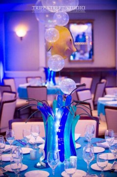 Underwater Balloon Grass Centerpiece with Floating Fish Cutouts