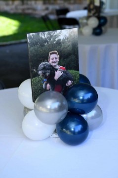 Balloon Centerpiece with Custom Photo Cutout for Outdoor Tent Event
