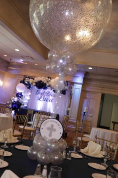 Silver Sparkle Balloon with Custom Logo Base for Communion