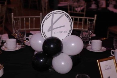 Black & White  Balloon Base with Custom Logo Cutout