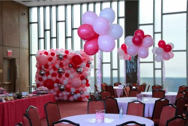 Free Standing Balloon Cluster Centerpiece and Organic Balloon Wall for Bat Mitzvah Decor