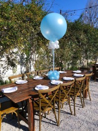 Pale Blue Balloon Centerpiece for Outdoor Baby Shower