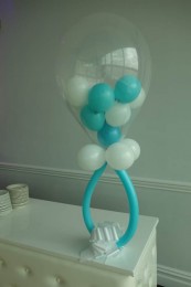 Turquoise & White Baby Rattle Balloon Centerpiece