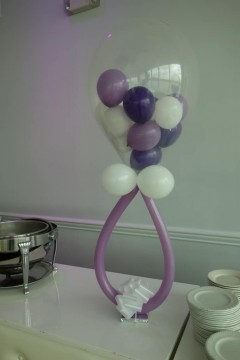 Lavender & White Baby Rattle Balloon Centerpiece
