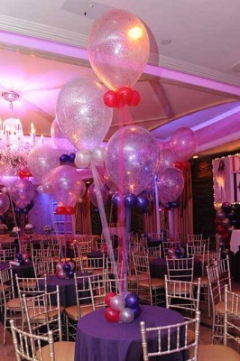Pink, Purple & Silver Sparkle Balloons Centerpiece