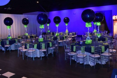 Lacrosse Themed Balloon Centerpieces with LED Lights and Custom Logo Base at Club LED, Nanuet