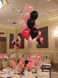Pink & Black Balloon Centerpiece with Balloon Base