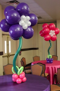 Pink & Purple Flower Balloon Centerpiece