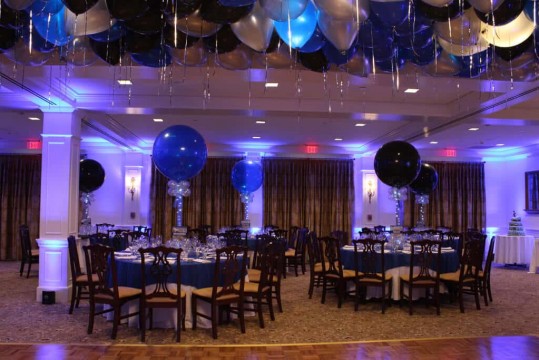 Blue & Black Balloon Centerpieces for Ski Themed Bar Mitzvah