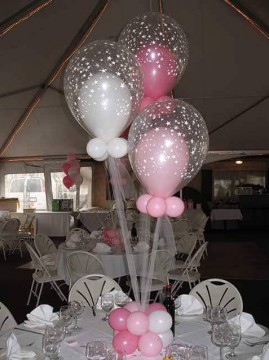 Pink & White Balloons in Star Balloons Centerpieces