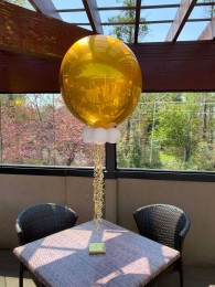 Gold Orbz Balloon Centerpiece for Outdoor Bat Mitzvah