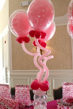Pink & Red Heart Balloons in Balloons Centerpiece