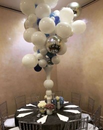 Organic Balloon Sculpture Centerpiece with Silver Orbz for Bris
