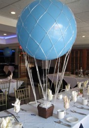 Light Blue Hot Air Balloon Centerpiece with Basket Base