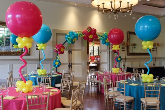 Pink & Turquoise Baby Shower Balloon Centerpieces