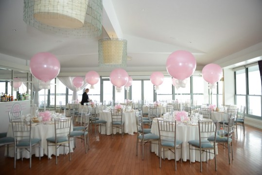Light Pink Balloon Centerpieces with Balloon Bases